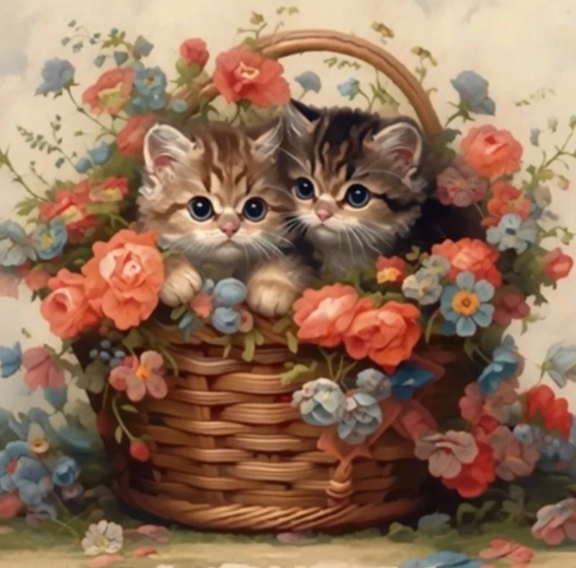 Diamond Mosaic - Cats in a Basket