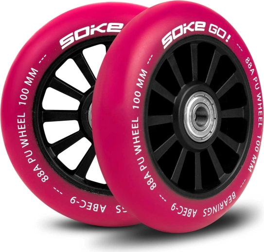 SOKE paspirtuko ratukai 100 mm, rubino spalvos – 2 vnt. rinkinys