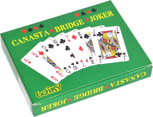 Žaidimo kortos kanastai popierinėje dėžutėje