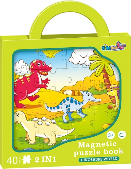 Magnetinė dėlionė dinozaurai 2 viename – 40 dalių
