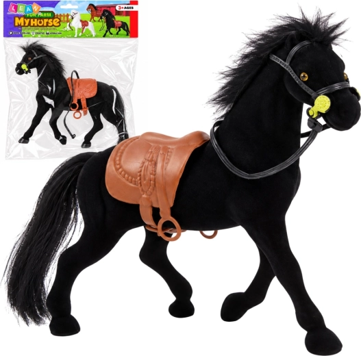 Velvet figurine of a black horse Farm