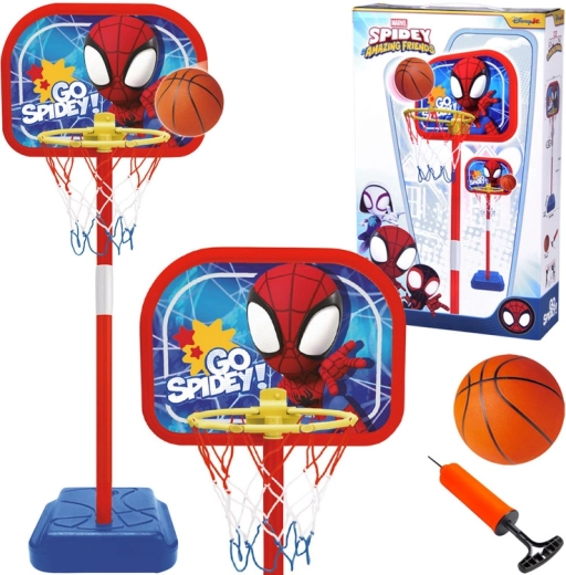 Krepšinio rinkinys SPIDEY su reguliuojamu krepšiu ir 14 cm kamuoliu