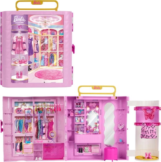 Mattel Barbie prabangus drabužių spintos rinkinys su tualetiniu staliuku ir priedais