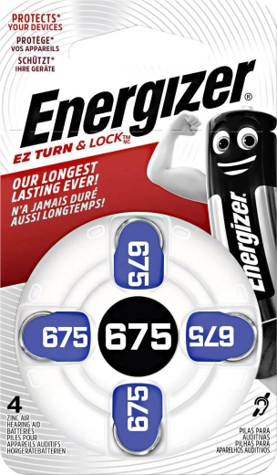 Klausos aparatų mygtukinės baterijos 675, 1,4 V (4 vnt.) Energizer