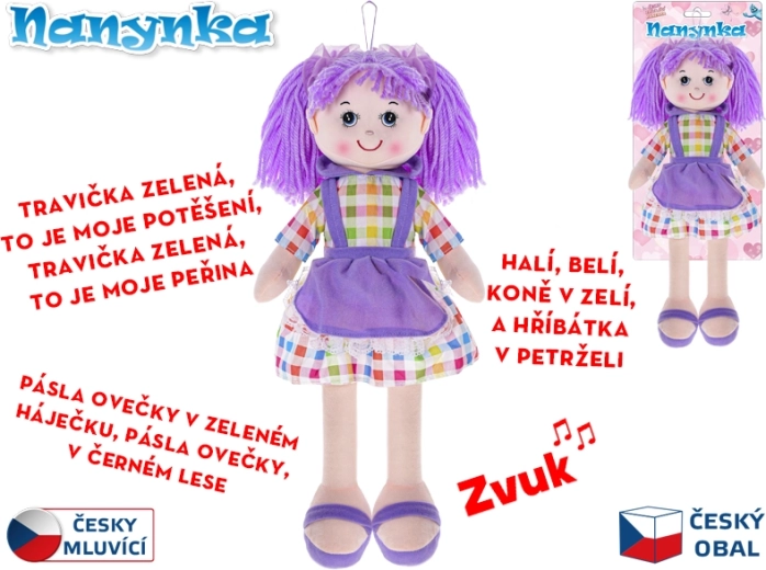 Interaktyvi medžiaginė lėlė Nanynka 50 cm
