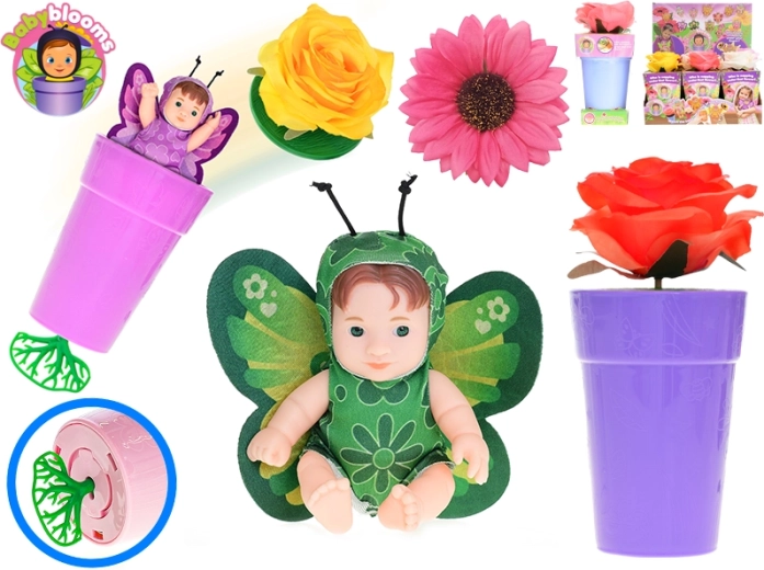 Lėlytė kūdikis Babyblooms gėlių vazone su apyranke, 12,5 cm