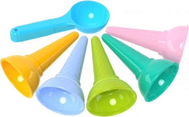 Spalvingų ledų ragelių formelių rinkinys su samteliu