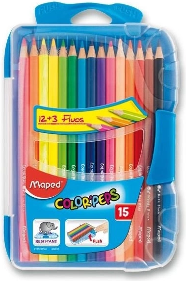 Trikampiai spalvoti pieštukai Maped Color'Peps Smart Box, 15 vnt.