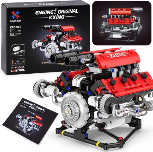 Techninis konstruktorius „Sukurkite V8 variklį su akumuliatoriumi“, 653 detalės