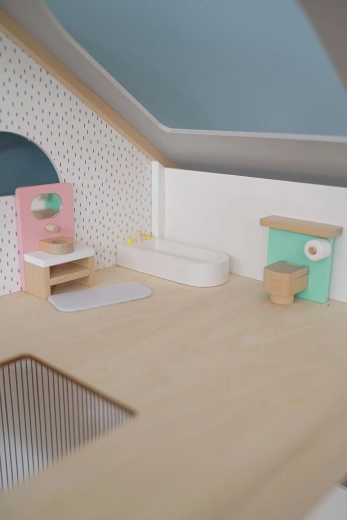 Wooden Bathroom Furniture for Dolls Copenhagen - 5 pcs
