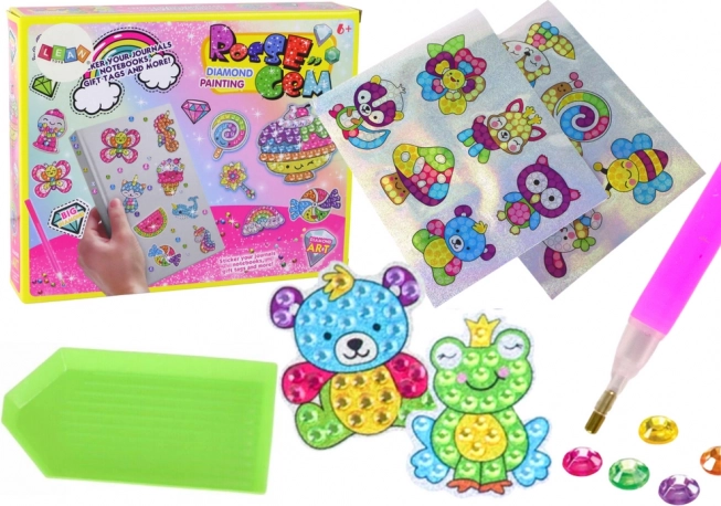 Deimantinio piešimo rinkinys – spalvinti gyvūnėlių lipdukai