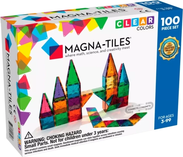 Magna-Tiles magnetinė konstravimo dėlionė Clear Colours – 100 dalių