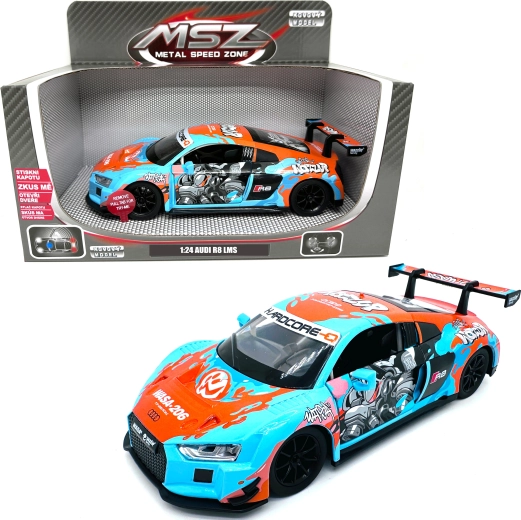 Metalinis „Audi R8 LMS“ modelis su šviesos ir garso efektais, 1:24 masteliu