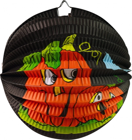 Black Halloween lantern with pumpkin motif 25 cm