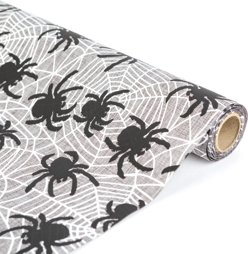 Halloween table runner with spider motif 180 × 28 cm