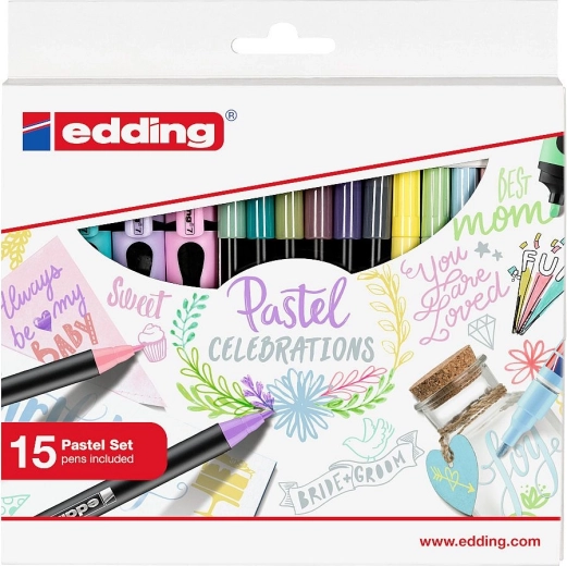 Dovanų rinkinys pastelinių žymeklių ir teksto žymeklių EDDING, 15 vnt.