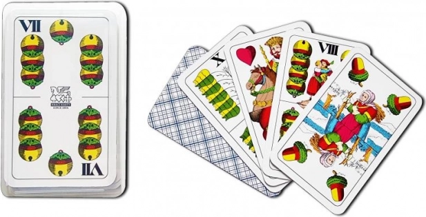 Dvigalviai mariášų kortos – raudonų deimantų nugarėlė