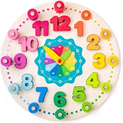 Wooden Educational Clock with Blocks Woodyland, 102 Pieces