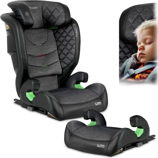Vaikiška automobilinė kėdutė Nukido Louis 100–150 cm ISOFIX, juodai pilka