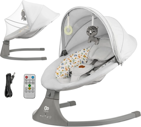 Kinderkraft supamas gultukas su melodijomis 2in1 Lumi premium šviesiai pilkas