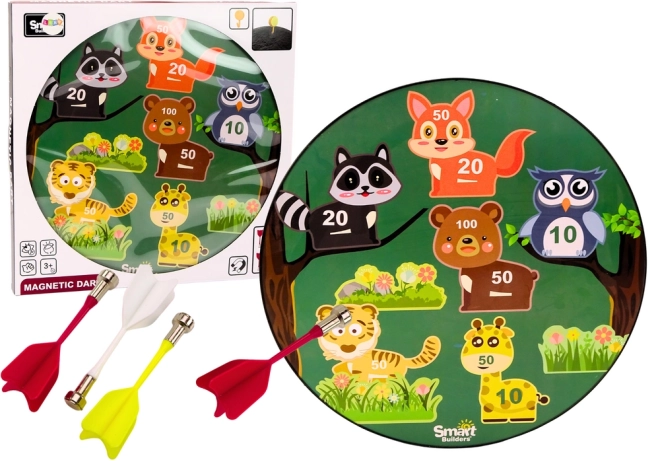 Magnetic kids' dart game with animals green