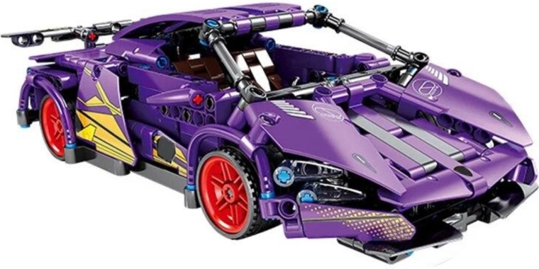 Sports Car Building Set, 470 Pieces – Purple