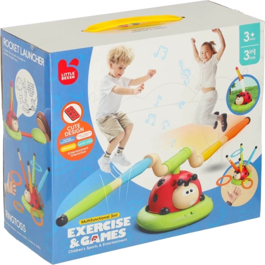 Children's Sports Game 3-in-1: Jump Rope, Target Throw, Ladybug Shooter
