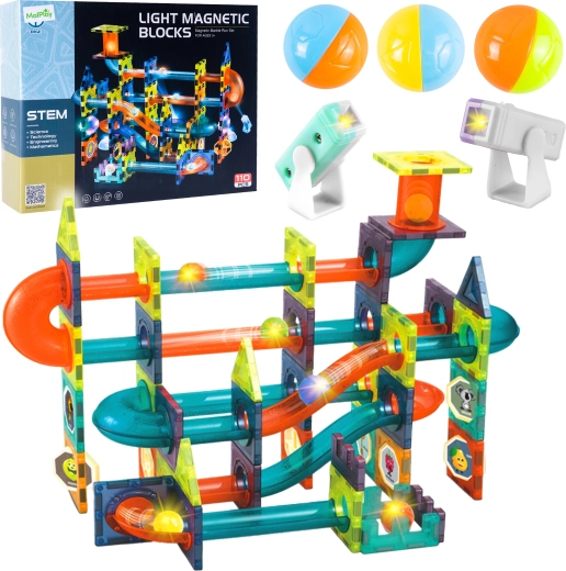 Magnetic 3D Building Set with Light, 110 Pieces