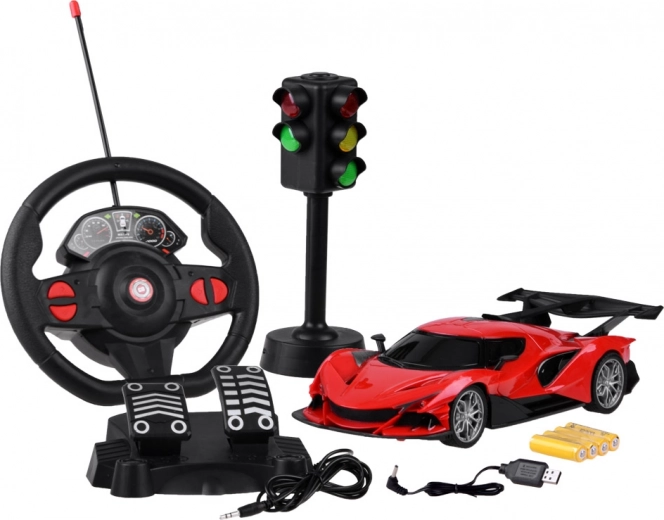 Complete racing set including traffic light