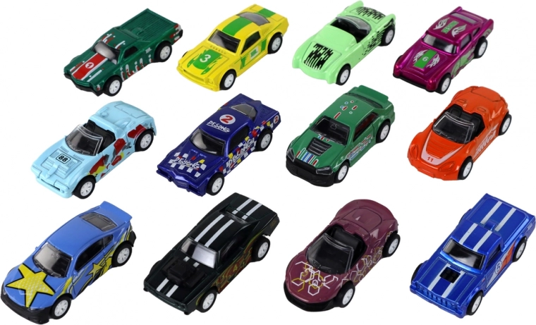 12 different 1:64 scale cars