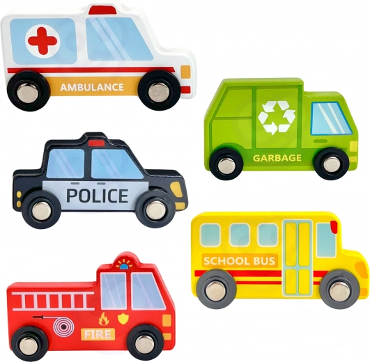 Medinės transporto priemonės su guminiais ratais