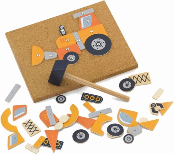 Kamštinė lenta, plaktukas ir smeigtukai