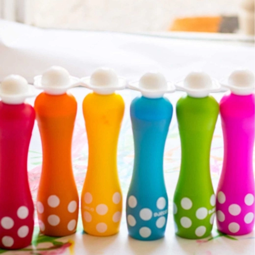 Šešios ryškios, lengvai išskalbiamos spalvos