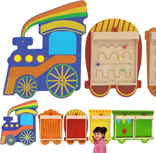 A cheerful train that decorates and teaches