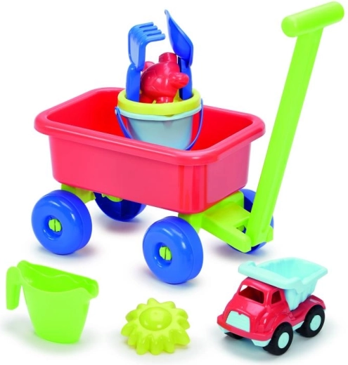 Vežimėlis patogiam žaislų ir smėlio pervežimui