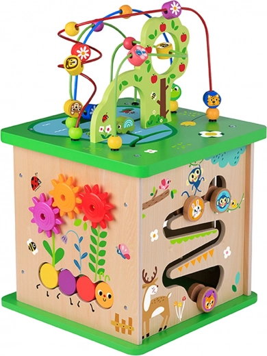 5 activities in one wooden cube