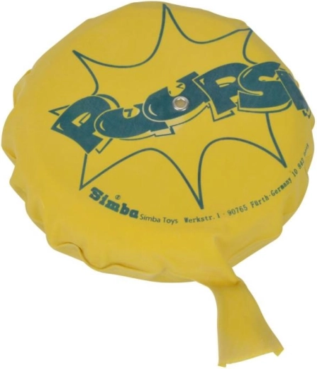 Geltonas pirdalų maišelis su juokingomis grafikomis