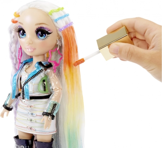 Extra-long platinum hair with rainbow