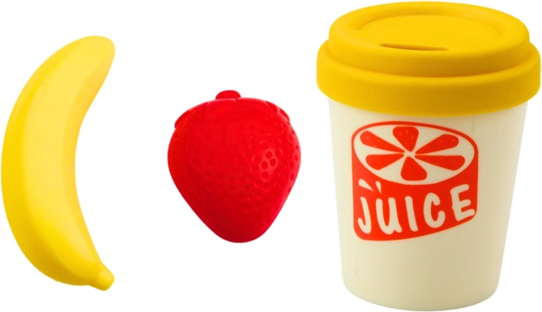 Spalvoti vaisiai ir puodelis