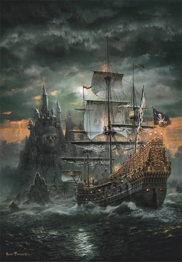Dramatiškas piratų laivo motyvas