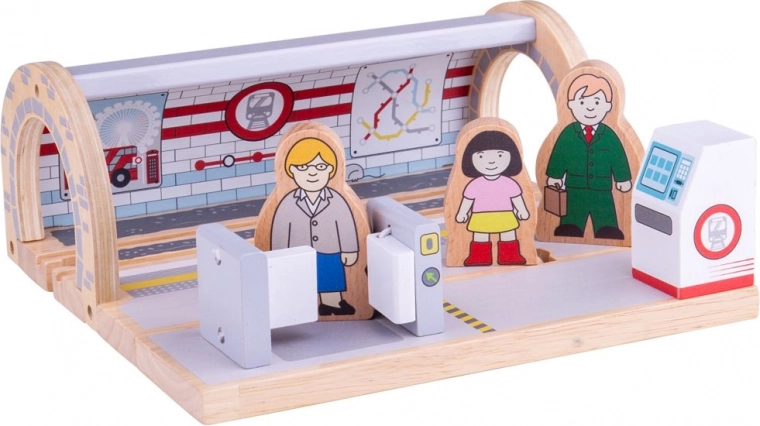 Authentic metro station with turnstiles and a ticket machine