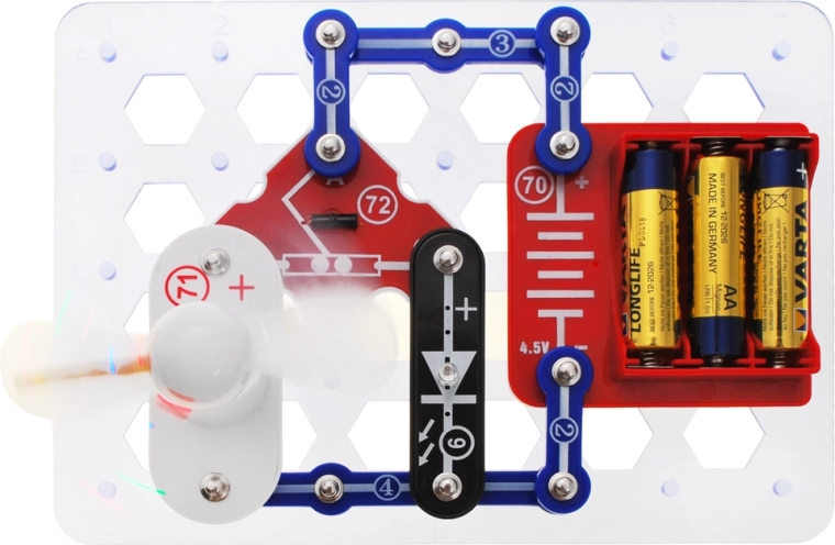 Besisukantis ventiliatorius aiškiam srovės pademonstravimui