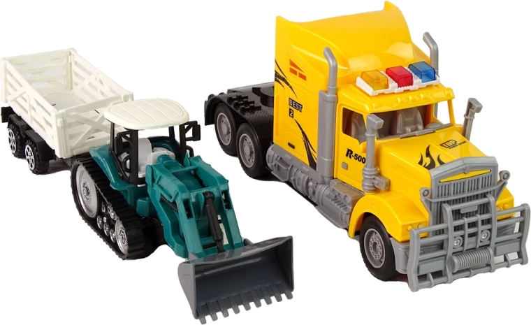 Realistiškas statybinis rinkinys: sunkvežimis + ekskavatorius