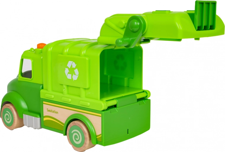 Veikiantis keltuvas ir išverčiamas konteineris