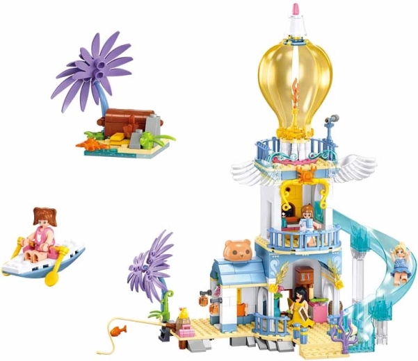 Colorful lighthouse with movable parts