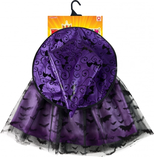 Pūstas tutu sijonas su šikšnosparnių raštu