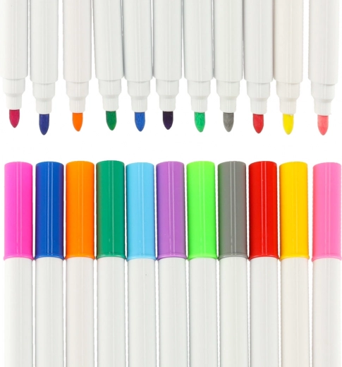 12 spalvotų kreidinių flomasterių komplekte