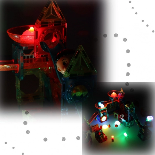 Šviečiantys rutuliukai ir blokai magiškam reginiui