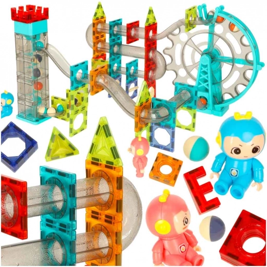 Magnetiniai elementai ir permatomos trasos kūrybiškai statybai