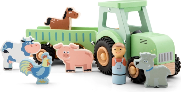 Adorable animals and farmer